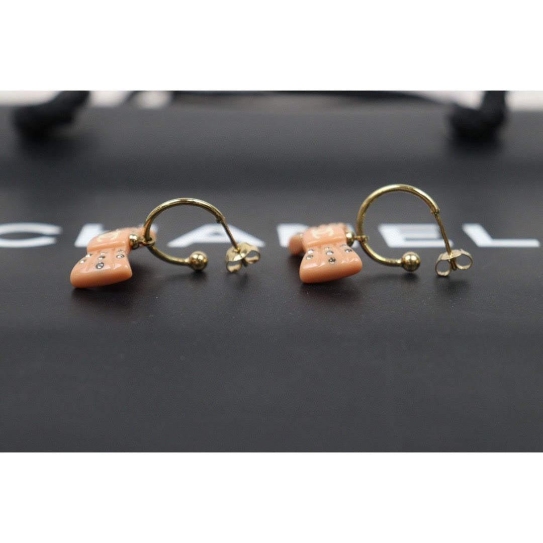 Very Good ( Rank A) ｜CHANEL COCO Mark Bow tie Rhinestone Earrings｜Q25032712