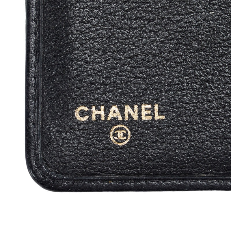 CHANEL CAMERIA COCOMARK Folding Wallet Black Leather  CHANEL