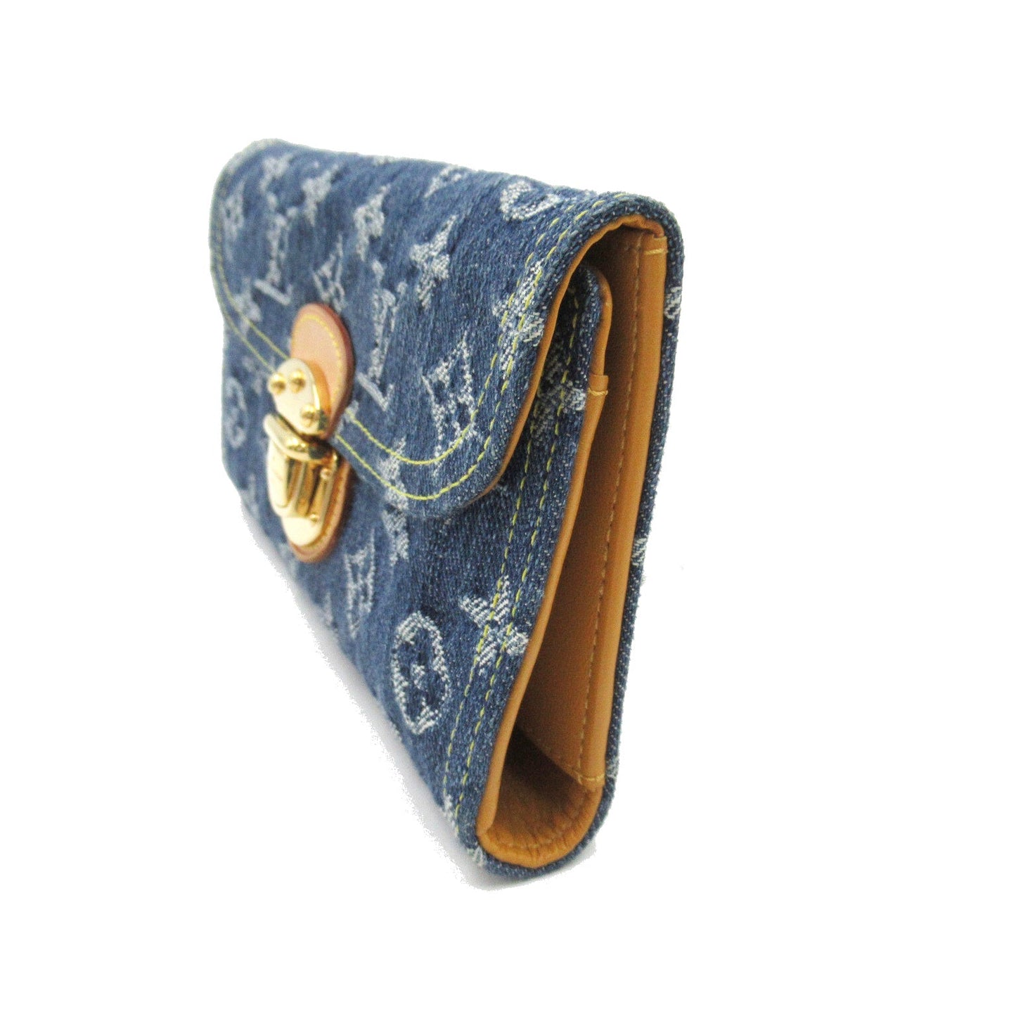Louis Vuitton Portefolio America Double Fable Wallet Denim Monogram Denim   Blue M95511