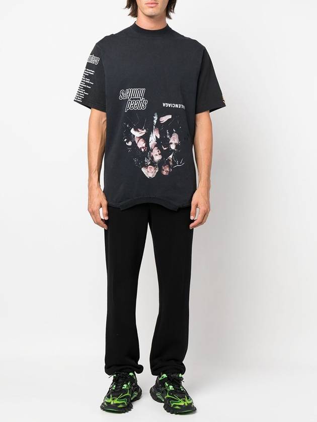 Luxury Balenciaga  Speed Hunter Upside Down Oversized Short Sleeve T-shirt Black