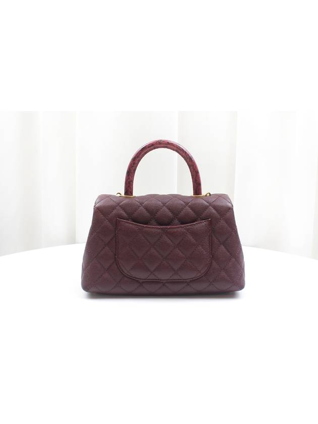 Coco Handle Lizard Caviar Small Burgundy Flap Bag 26th A92990 Chanel