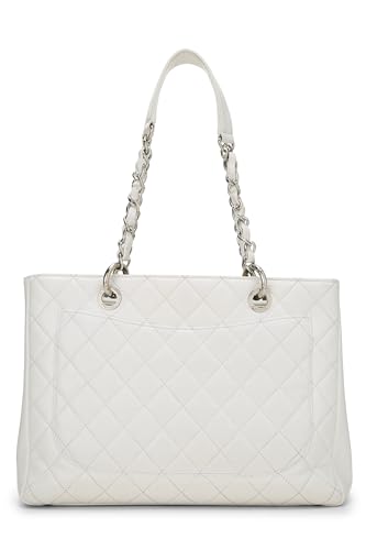 Chanel,  White Quilted Caviar Grand Shopping Tote (GST), White
