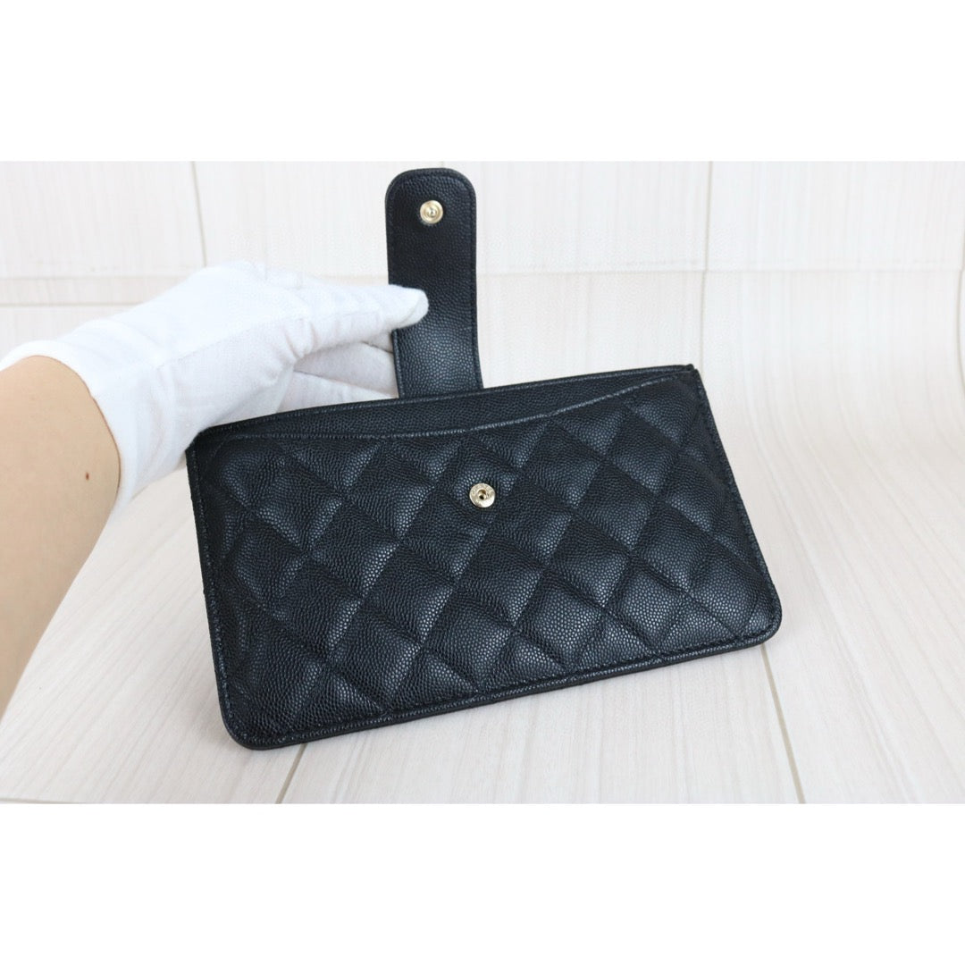 Very Good ( Rank A)｜Chanel Caviar Skin Black  Long Wallet Made In 2019Year ｜X25050601