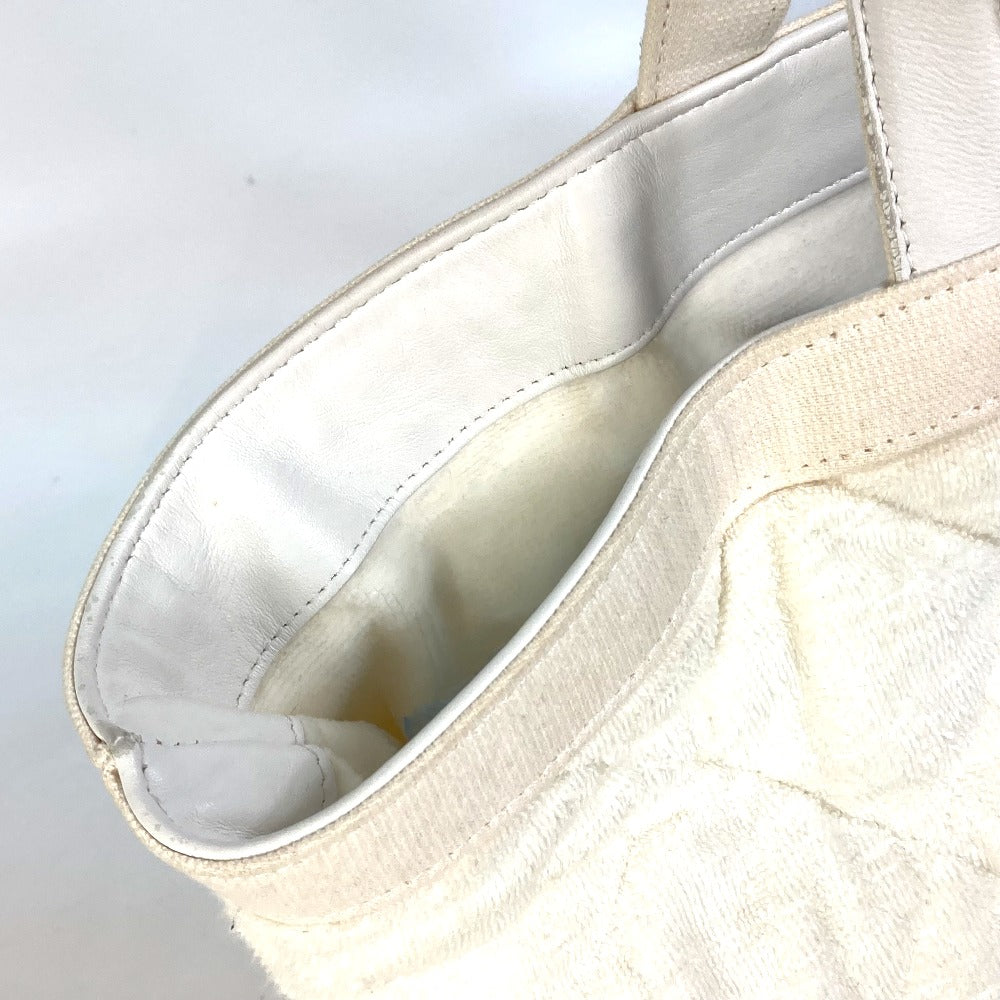 CHANEL Tote Bag Cotton leather white beach bag pile CC COCO Mark Women Used
