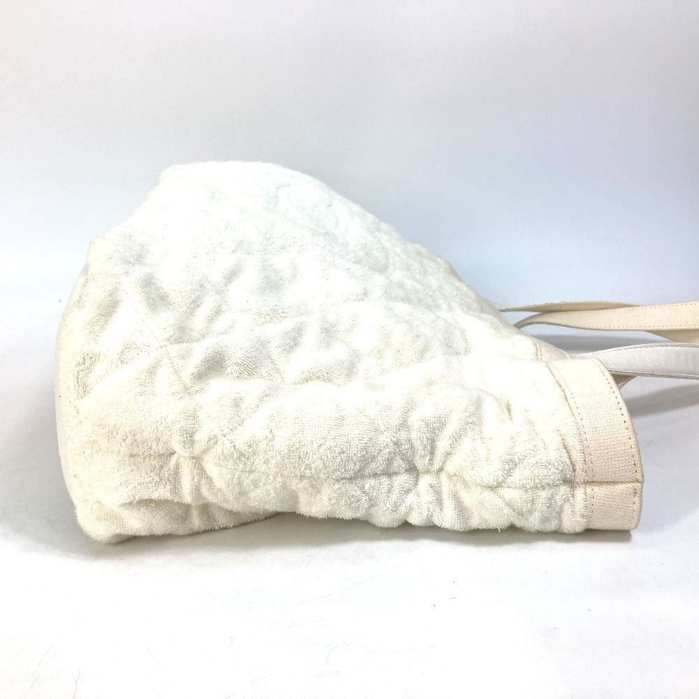 CHANEL Tote Bag Cotton leather white beach bag pile CC COCO Mark Women Used