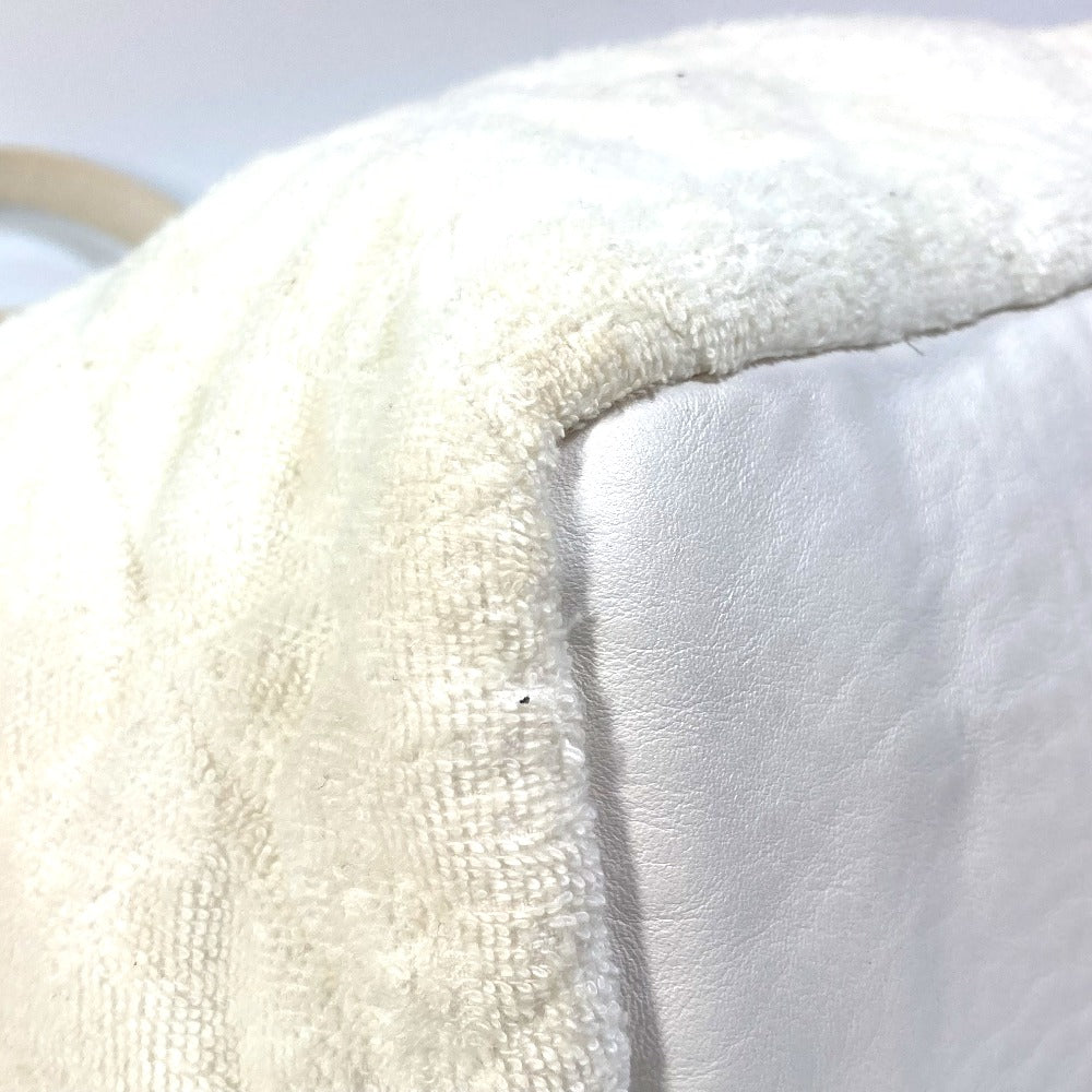 CHANEL Tote Bag Cotton leather white beach bag pile CC COCO Mark Women Used