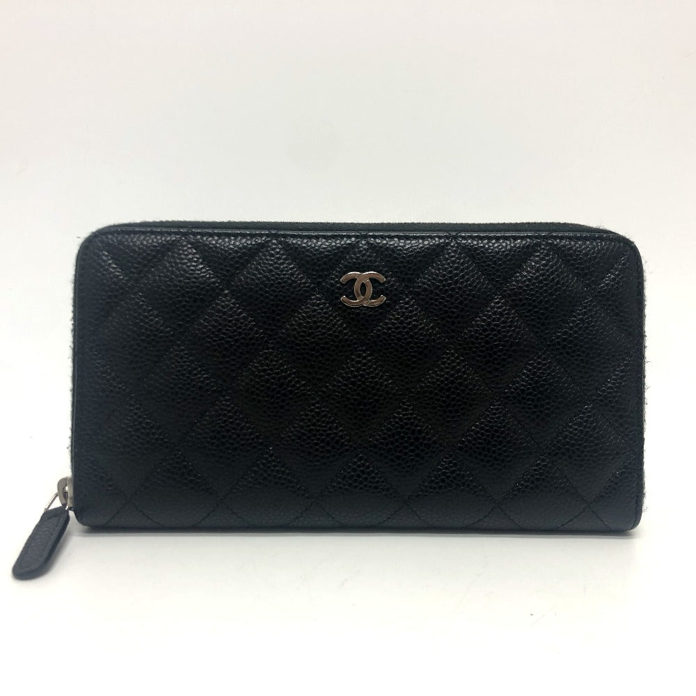 CHANEL Long Wallet Purse A50097 Caviar skin black CC COCO Mark Matelasse