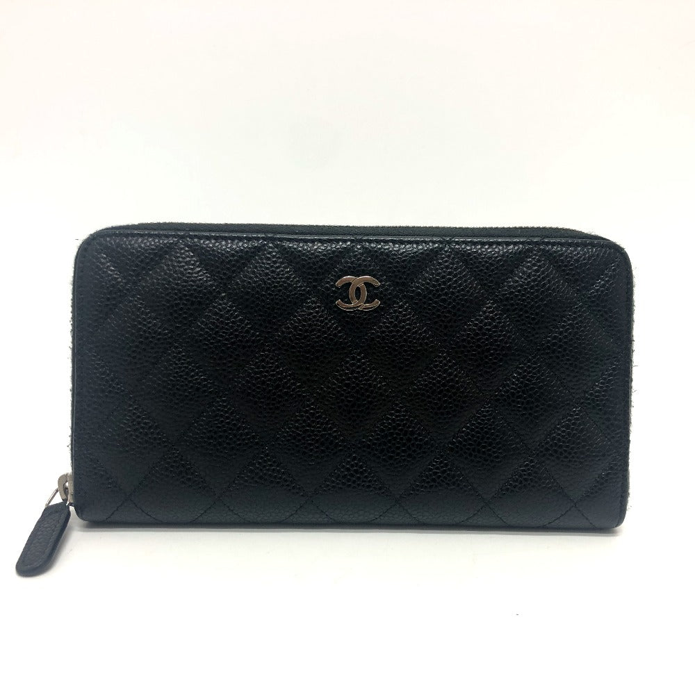 CHANEL Long Wallet Purse A50097 Caviar skin black CC COCO Mark Matelasse