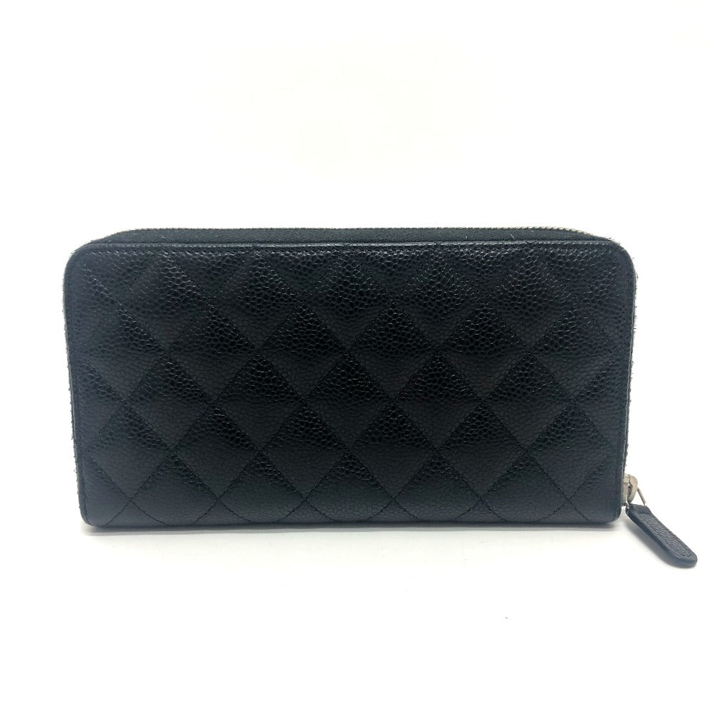 CHANEL Long Wallet Purse A50097 Caviar skin black CC COCO Mark Matelasse