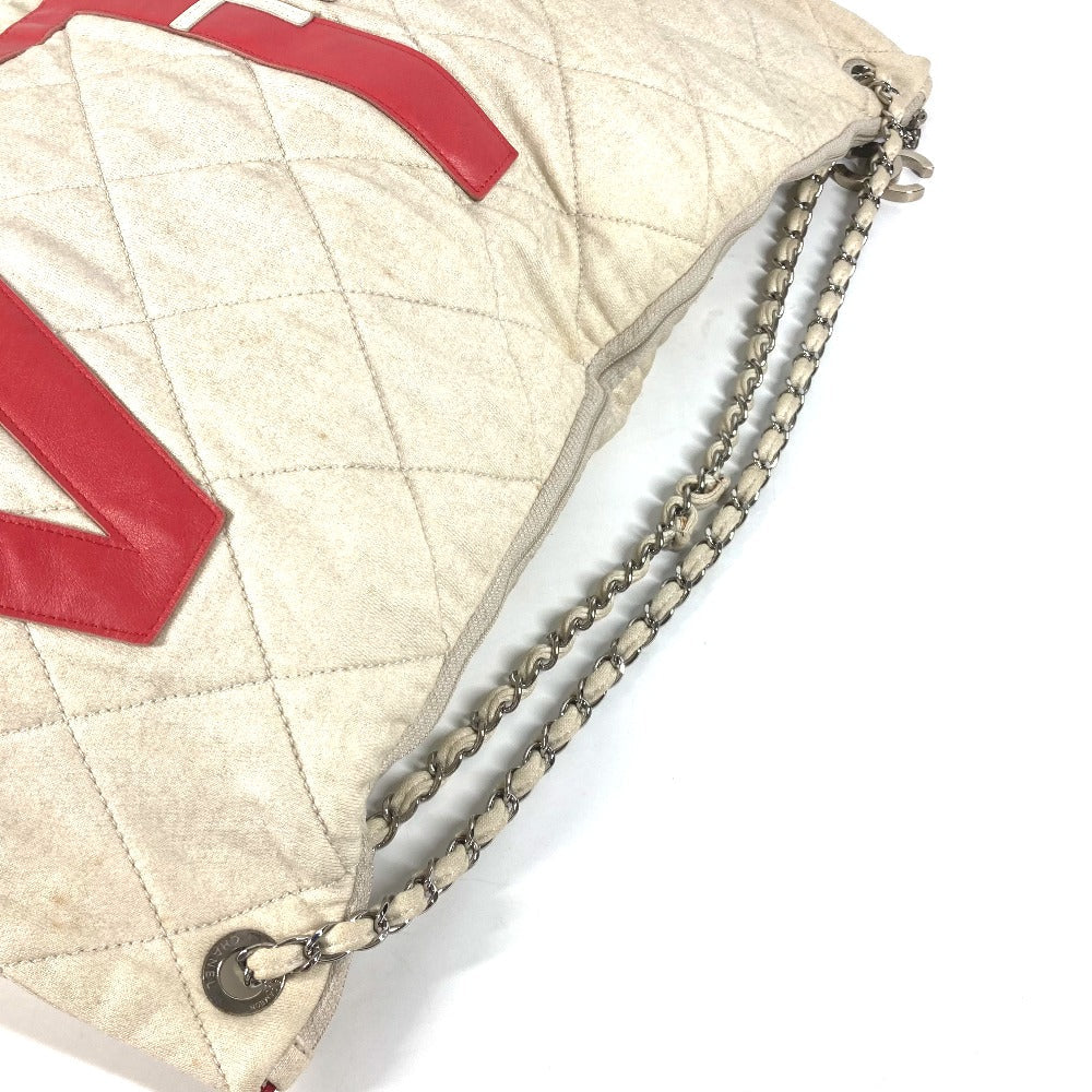 CHANEL Shoulder Bag canvas white quilting logo LA CC COCO Mark charm included Women Used