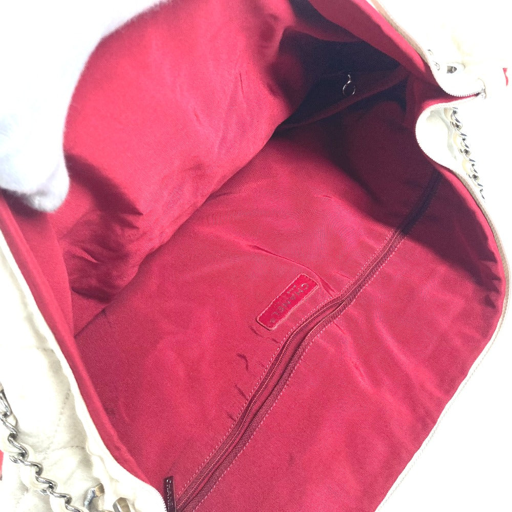 CHANEL Shoulder Bag canvas white quilting logo LA CC COCO Mark charm included Women Used