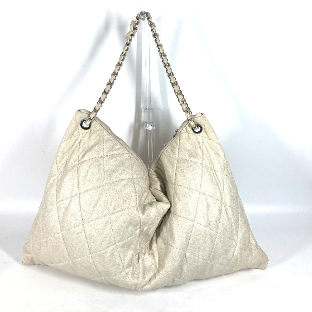 CHANEL Shoulder Bag canvas white quilting logo LA CC COCO Mark charm included Women Used