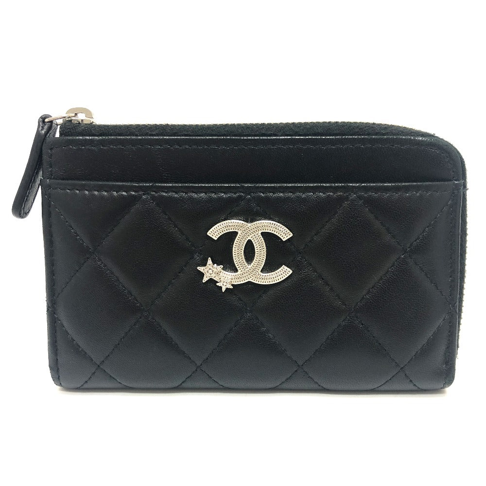 CHANEL Coin case AP3732 lambskin black Matrasse COCO Mark Star Women Used