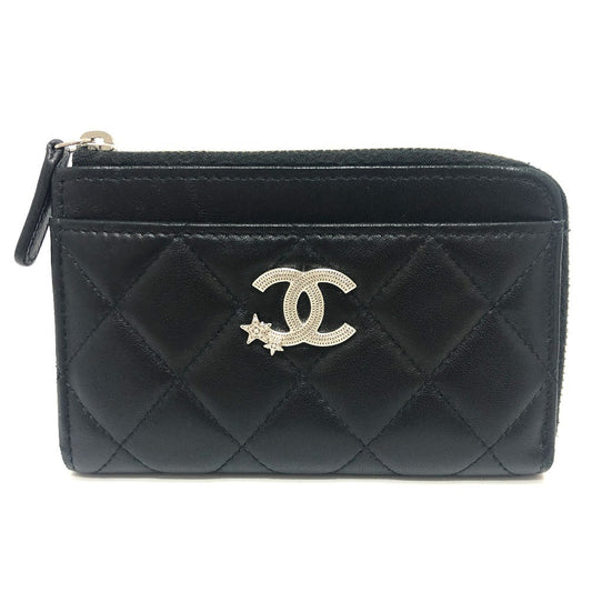 CHANEL Coin case AP3732 lambskin black Matrasse COCO Mark Star Women Used