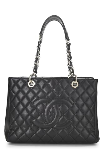 Chanel,  Black Quilted Caviar Grand Shopping Tote (GST), Black