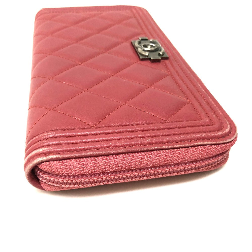 CHANEL Long Wallet Purse A68733 lambskin Rose Boy chanel Women Used