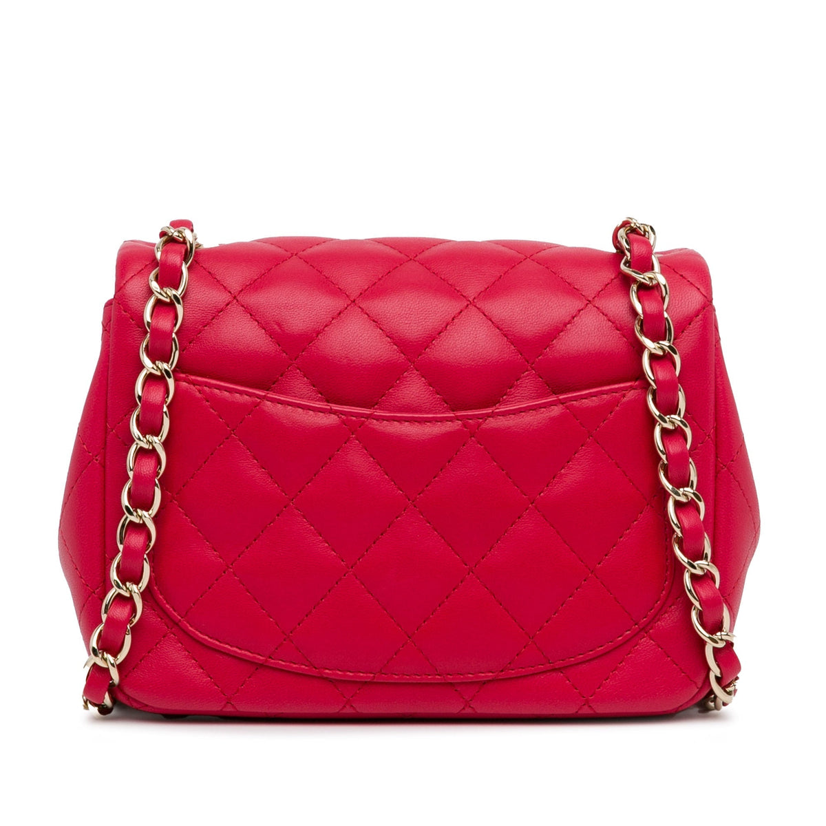 Top Quality Chanel Mini Square Classic Lambskin Single New Red