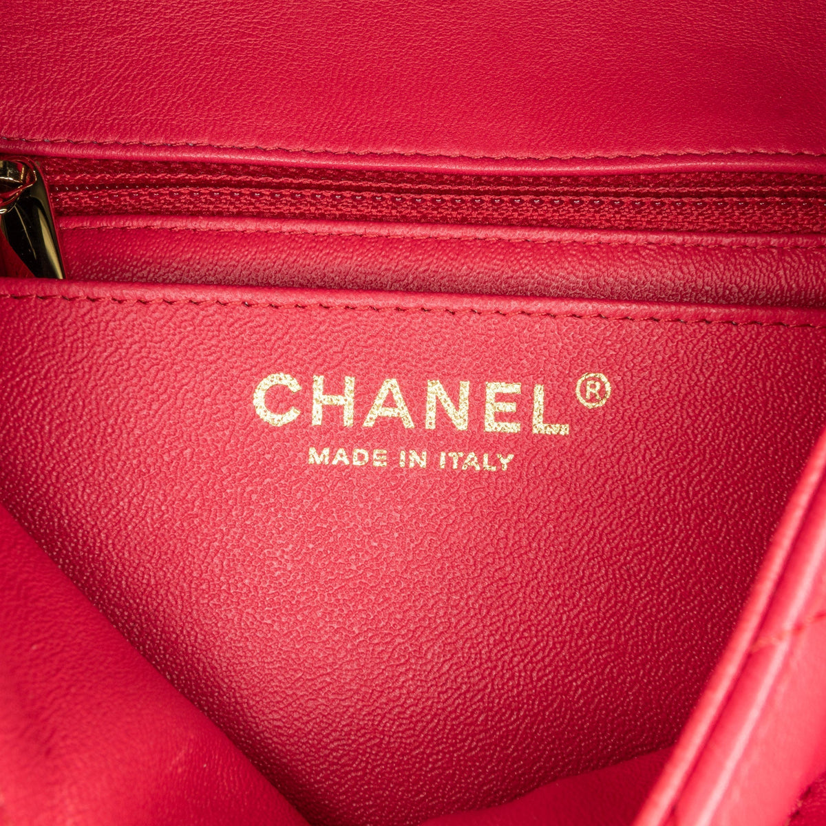 Top Quality Chanel Mini Square Classic Lambskin Single New Red