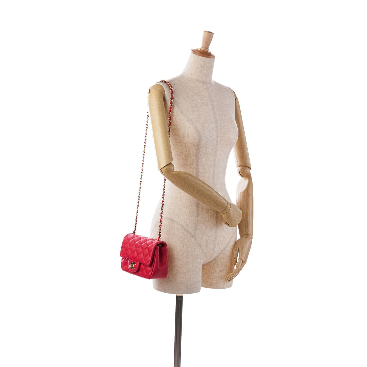Top Quality Chanel Mini Square Classic Lambskin Single New Red