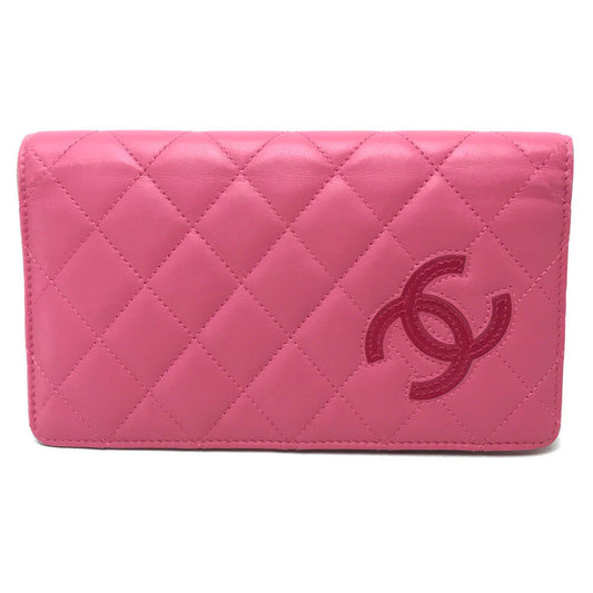 CHANEL Folded wallet A80211 lambskin pink Simply CC COCO Mark Wallet Women Used