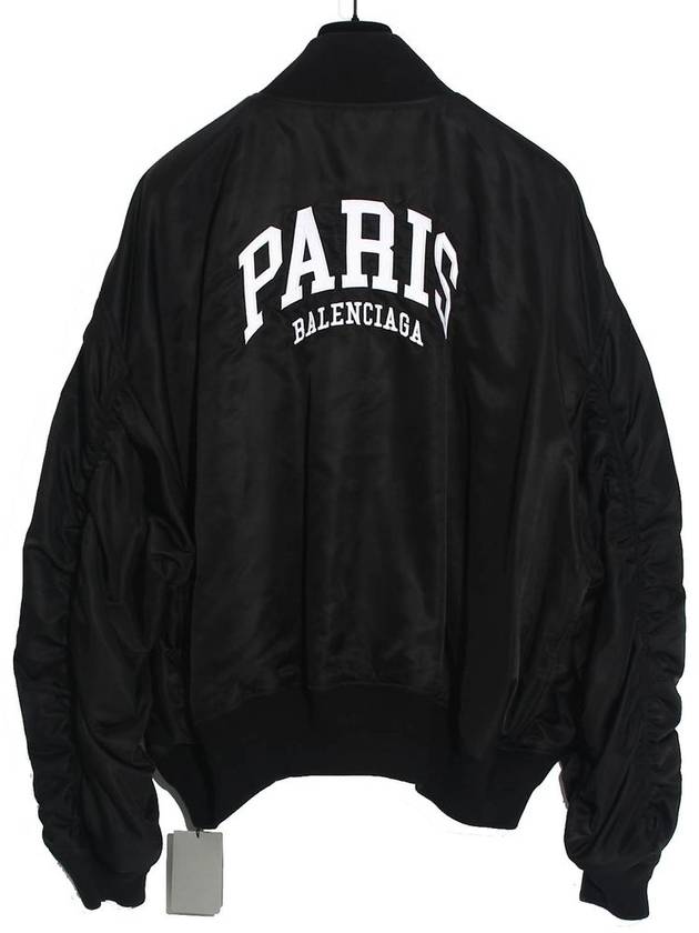 Luxury Balenciaga  Paris Oversized Bomber Jacket Black