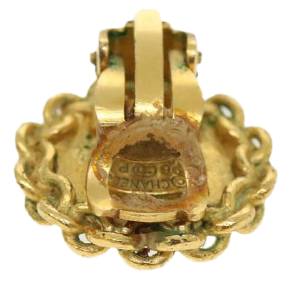 CHANEL COCO Mark Earring metal Gold CC Auth 31594