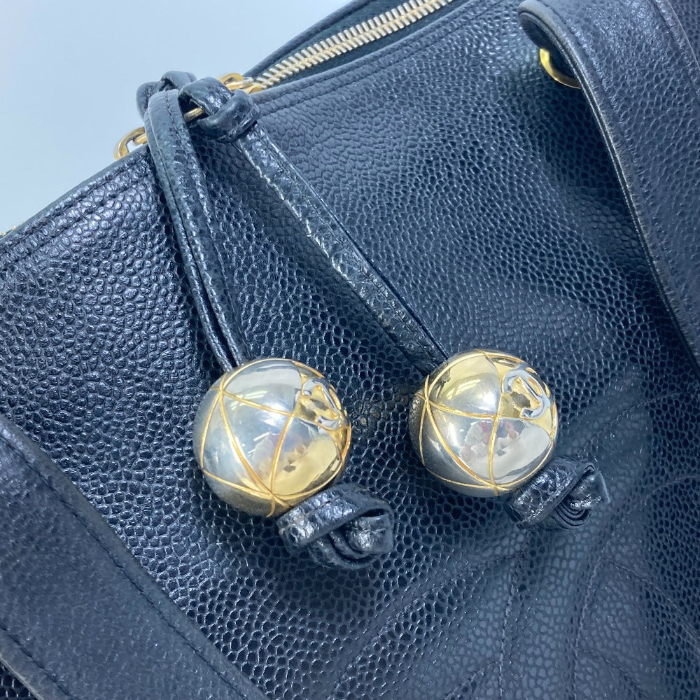 CHANEL Shoulder Bag Caviar skin black Shoulder CC COCO Mark Cocoball Women Used