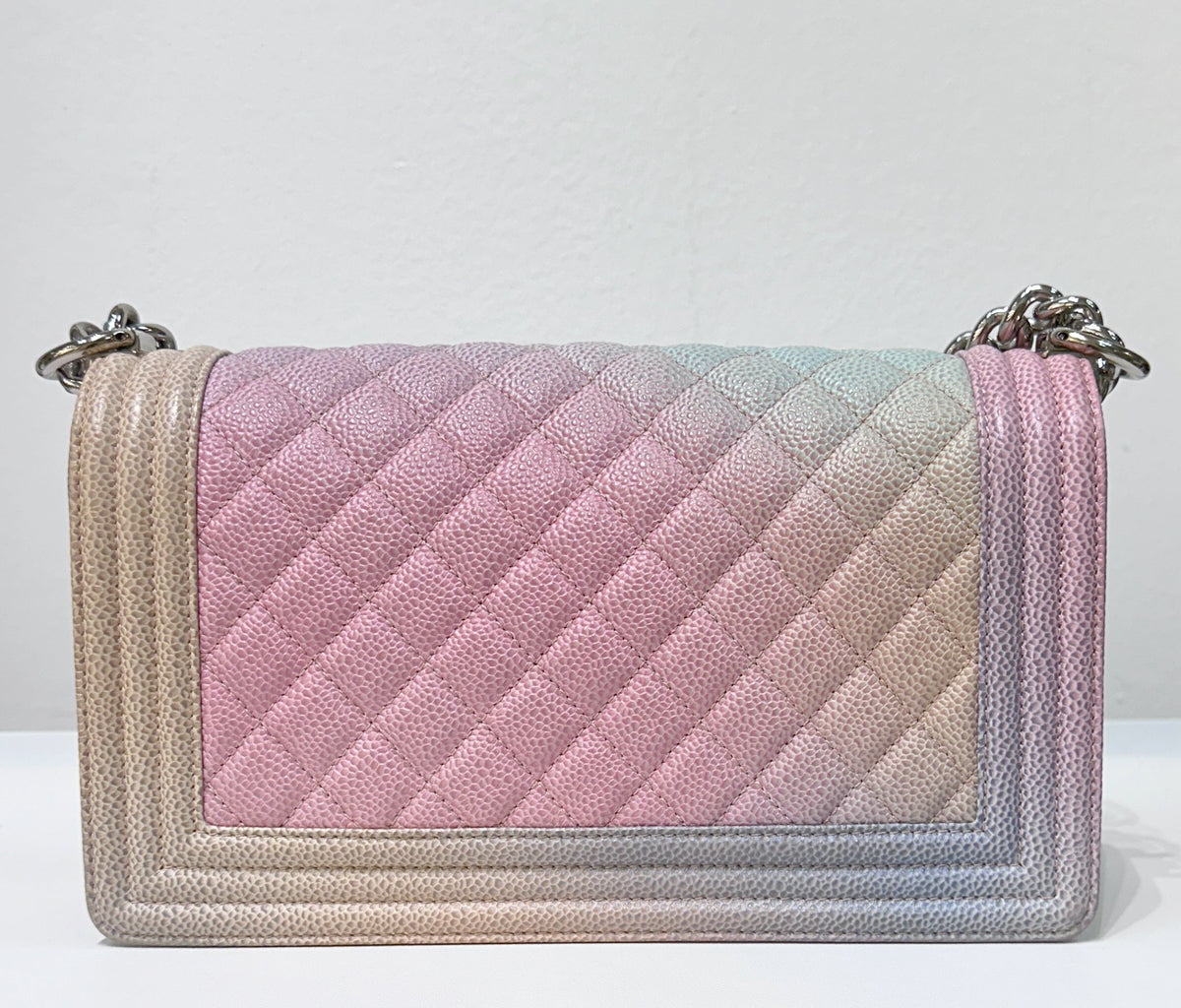 Chanel Rainbow Qulited Caviar Boy Bag Medium
