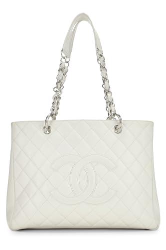 Chanel,  White Quilted Caviar Grand Shopping Tote (GST), White