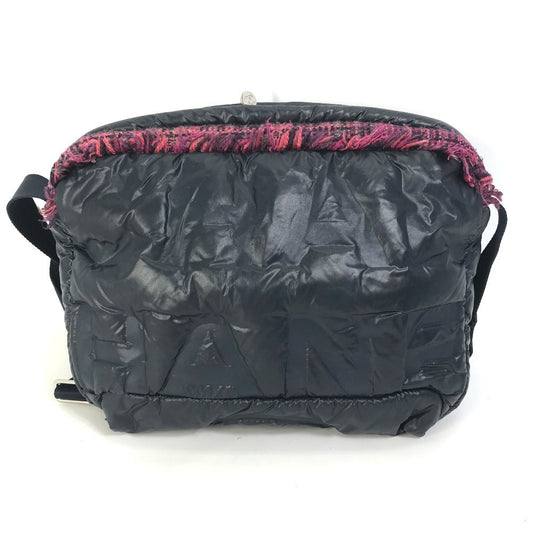 CHANEL Sling bag A57586 Nylon, Tweed Navy Shoulder Bag Coconeige Women Used