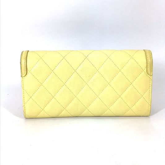 CHANEL Long Wallet Purse Caviar skin yellow Long wallet Filigree CC COCO Mark