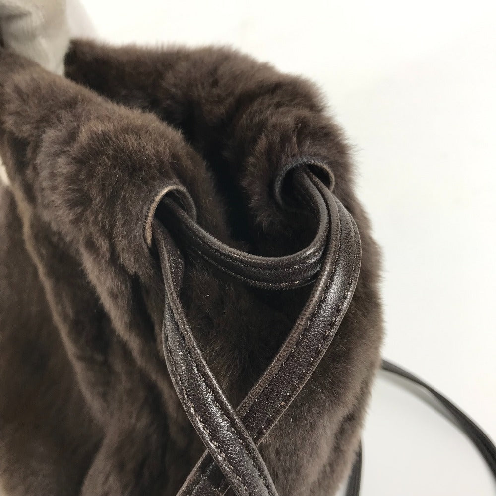 CHANEL Shoulder Bag Fur, Leather Brown Pochette Women Used