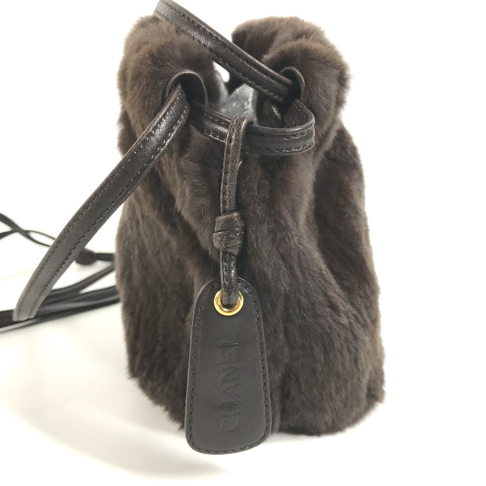 CHANEL Shoulder Bag Fur, Leather Brown Pochette Women Used