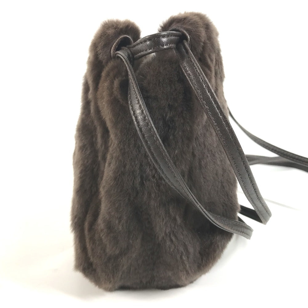 CHANEL Shoulder Bag Fur, Leather Brown Pochette Women Used