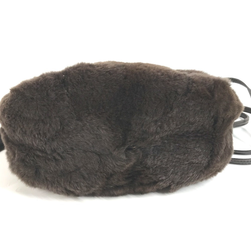 CHANEL Shoulder Bag Fur, Leather Brown Pochette Women Used