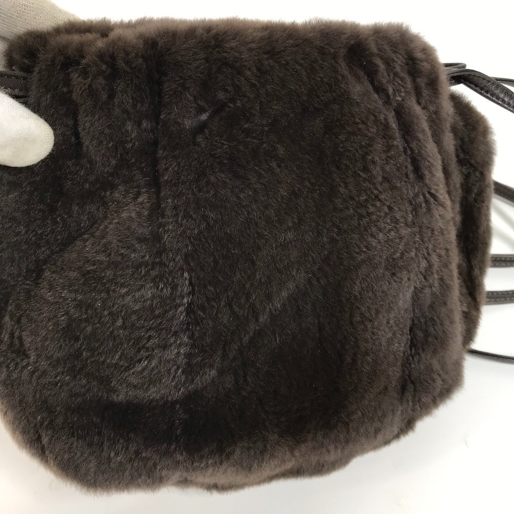 CHANEL Shoulder Bag Fur, Leather Brown Pochette Women Used