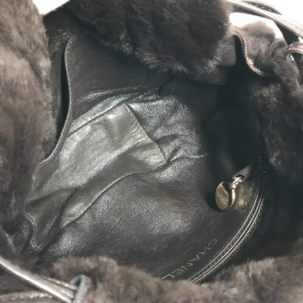 CHANEL Shoulder Bag Fur, Leather Brown Pochette Women Used