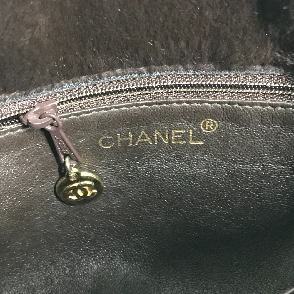 CHANEL Shoulder Bag Fur, Leather Brown Pochette Women Used