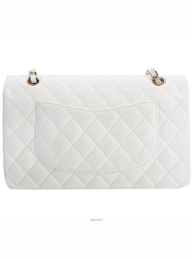 Classic Medium White Champagne Gold Caviar 74047 Chanel