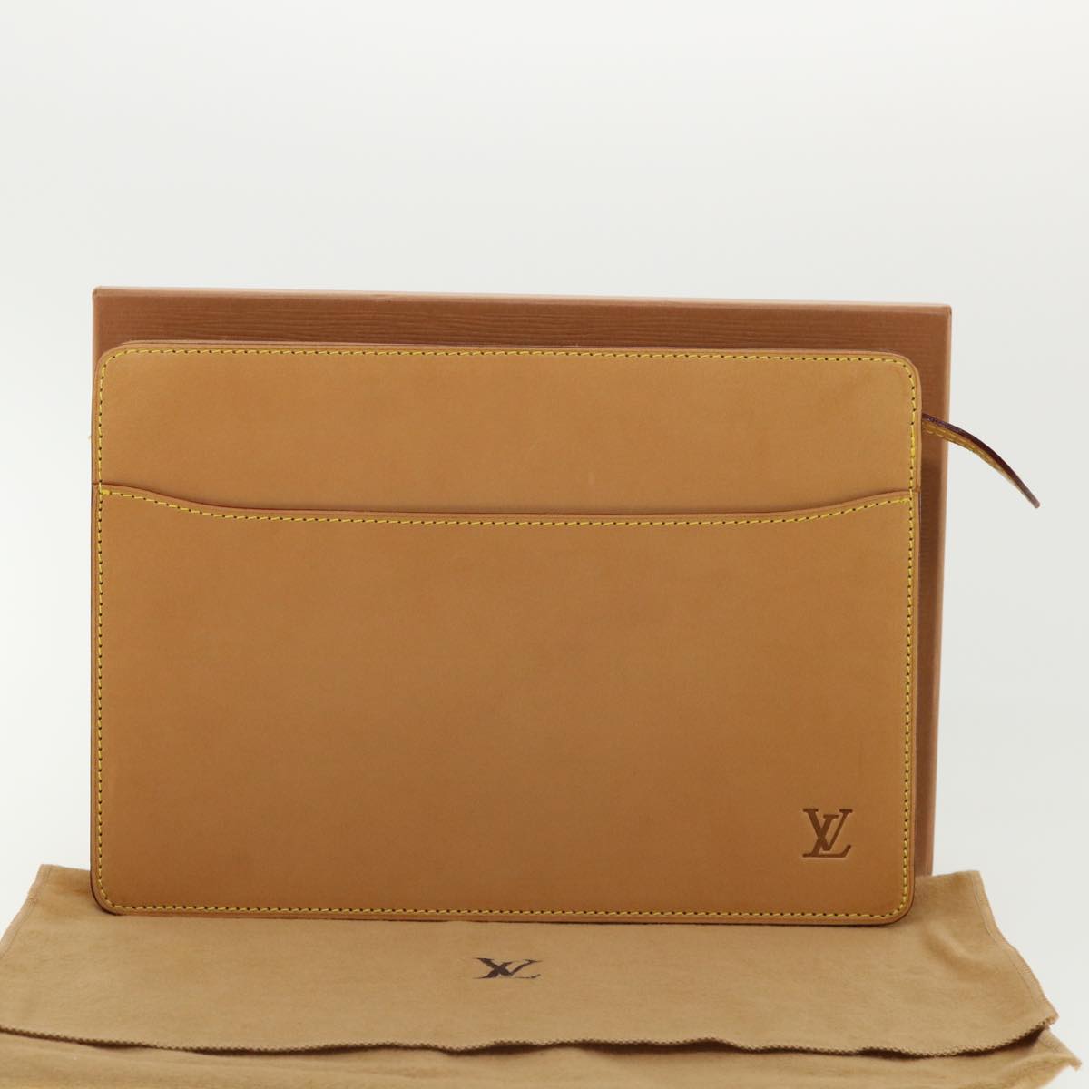 LOUIS VUITTON Pochette Homme Clutch Bag Nomad Leather SPO Brown LV Auth 31854A