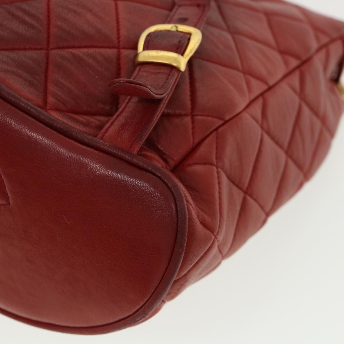 Top Quality Chanel Matelasse Chain Hand Bag Lamb Skin Red CC Auth 31892A