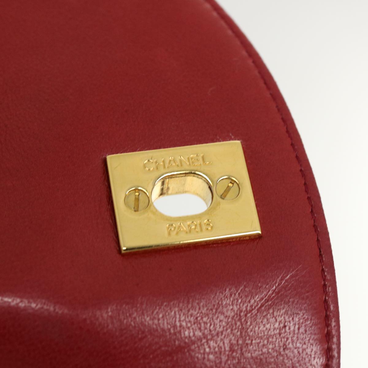 Top Quality Chanel Matelasse Chain Hand Bag Lamb Skin Red CC Auth 31892A