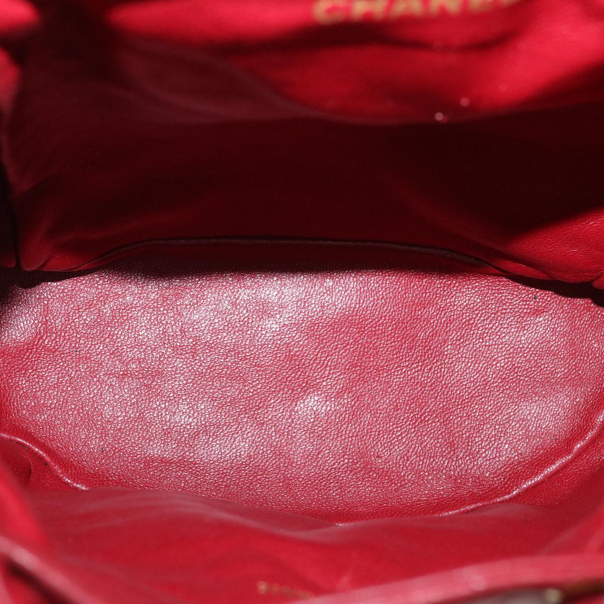 Top Quality Chanel Matelasse Chain Hand Bag Lamb Skin Red CC Auth 31892A