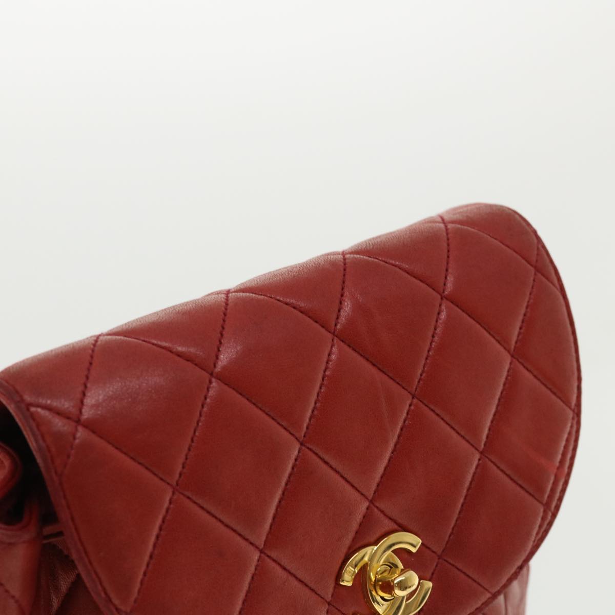 Top Quality Chanel Matelasse Chain Hand Bag Lamb Skin Red CC Auth 31892A