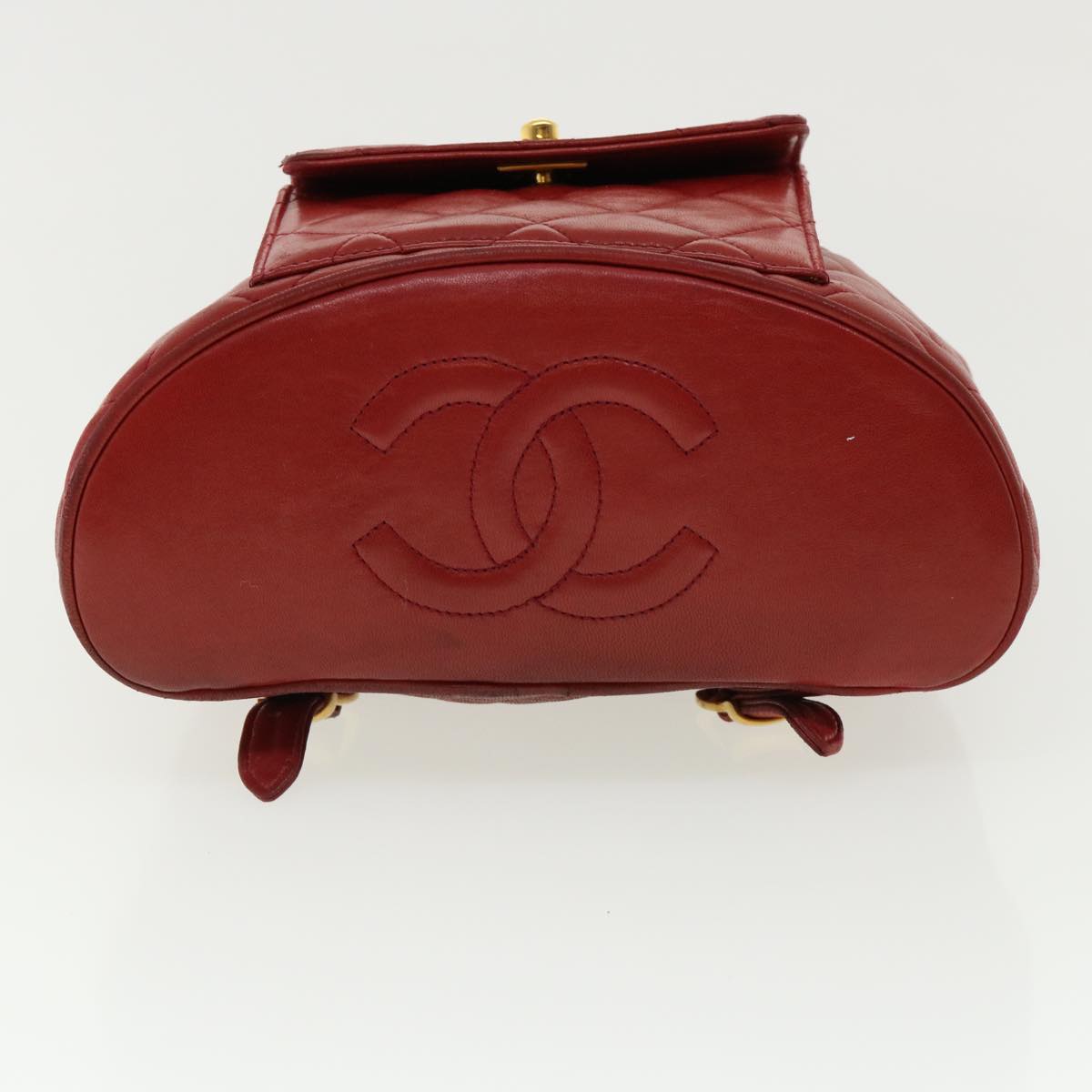 Top Quality Chanel Matelasse Chain Hand Bag Lamb Skin Red CC Auth 31892A