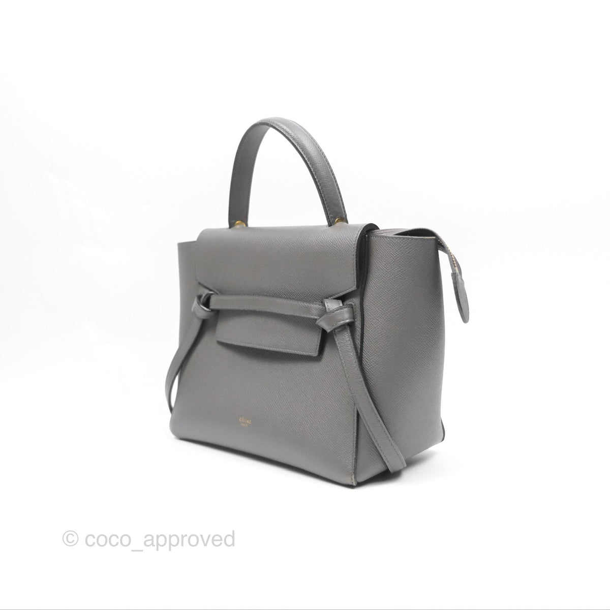 Celine Micro Belt Bag Grey Grained Calfskin Gold Hardware