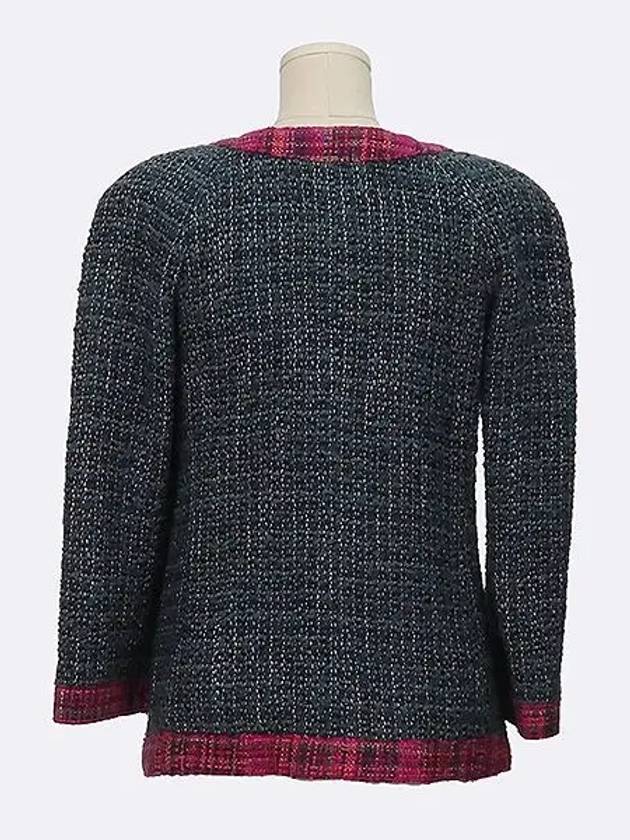 P59602 Green Pink Color Tweed Women s Jacket Size 36 Chanel