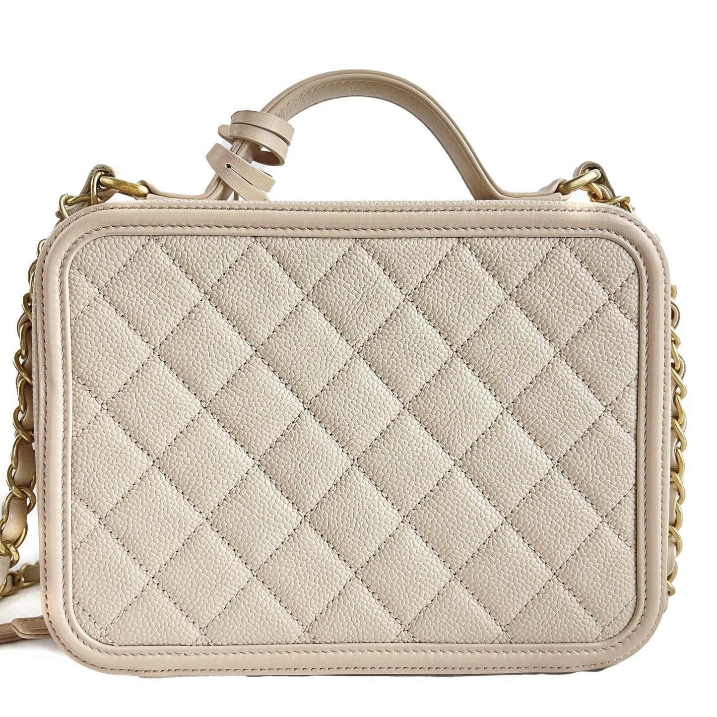 Top Quality Chanel New CC Filigree Vanity Case Medium Pink Beige Crossbody Handbag