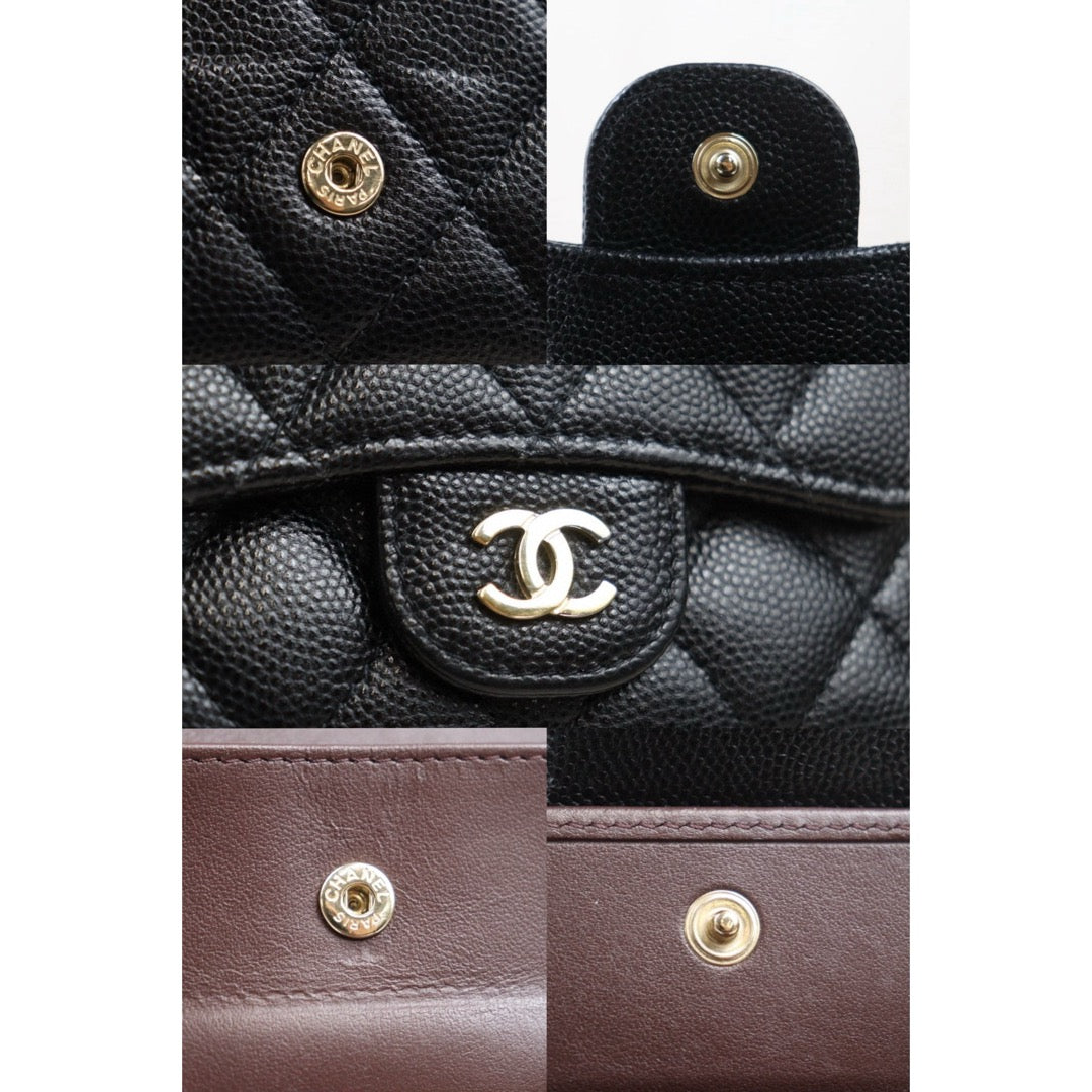 Good ( Rank AB)｜CHANEL Caviar Skin Leather Calf Leather  Wallet Black Made In 2020 Year｜25022401