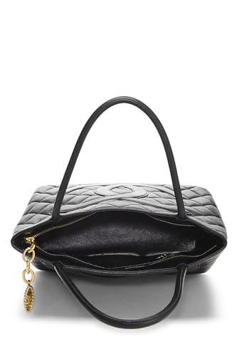 Chanel,  Black Quilted Caviar Medallion Tote, Black